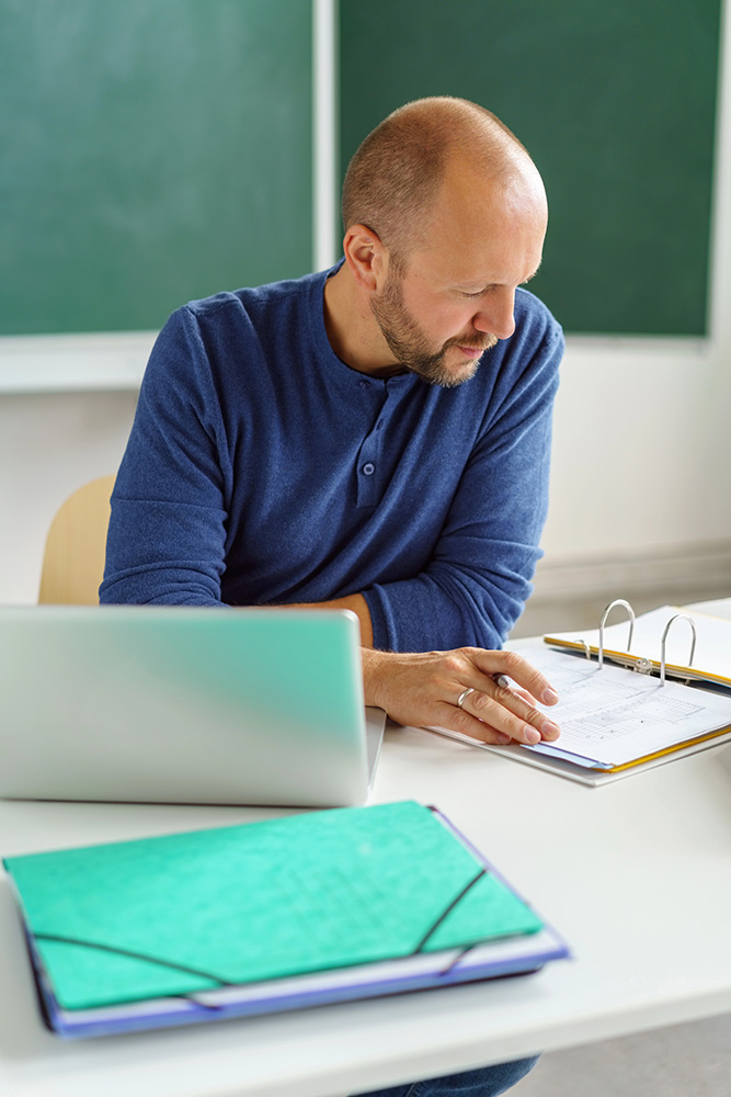 Instructor preparing for class